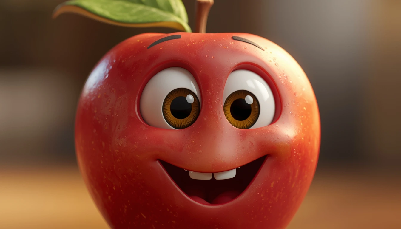 Cute 3D animated talking apple for viral AI TikTok videos