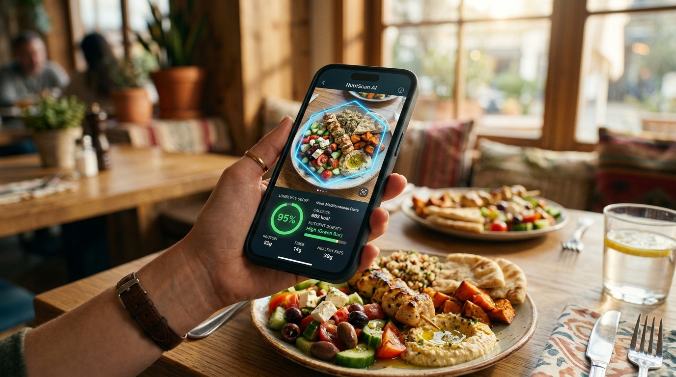 Using AI nutrition apps to scan meals for longevity and health optimization