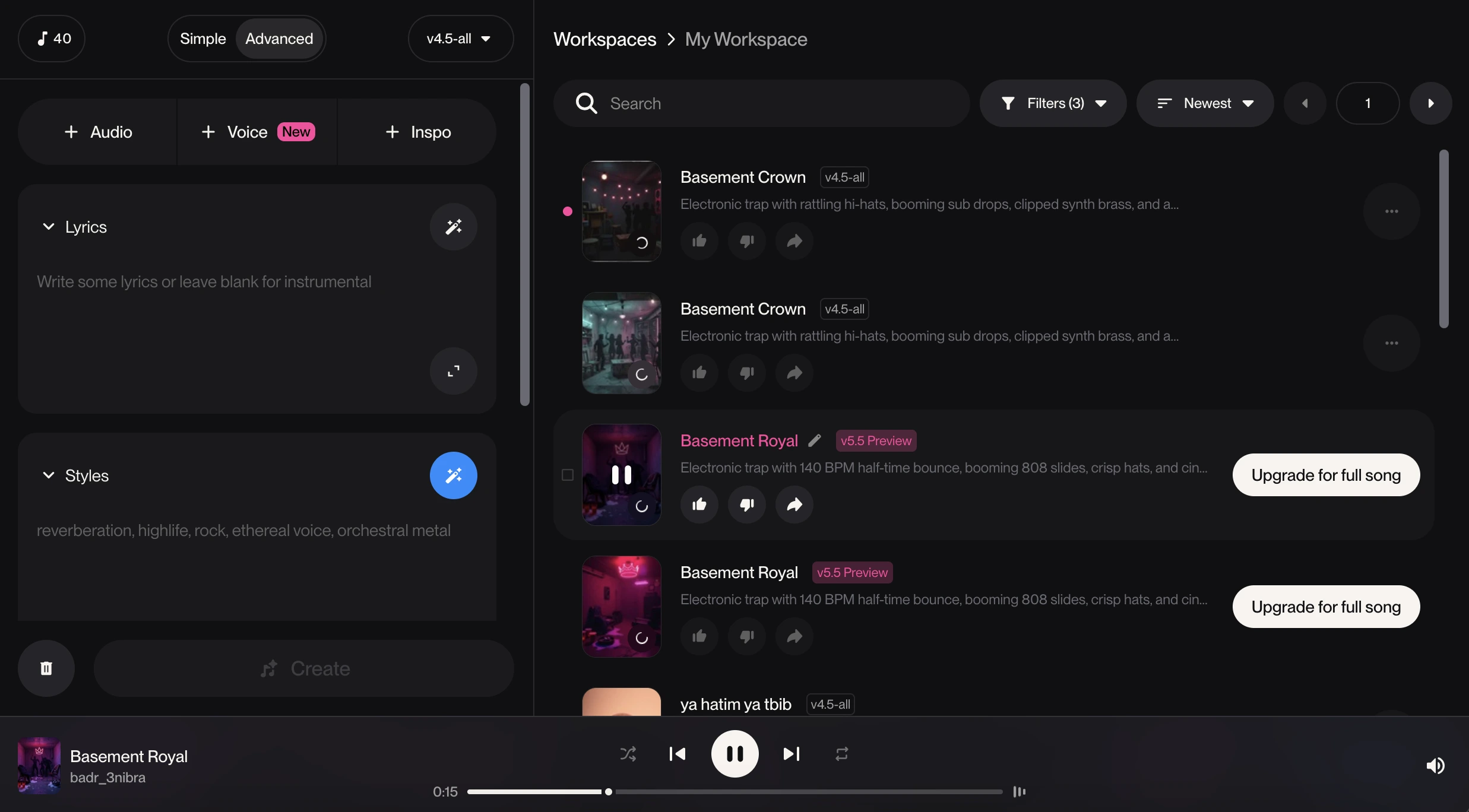 sonu ai Futuristic AI music production studio with holographic sound waves 
