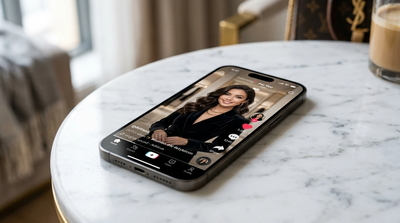 Smartphone displaying a high-quality video created using an AI TikTok content strategy
