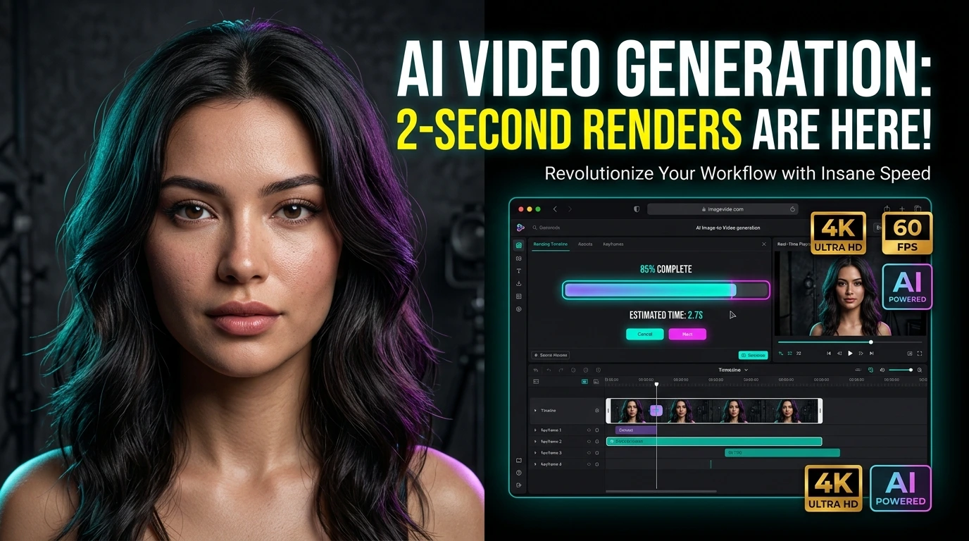 Gen-Motion AI Model Workflow masterclass thumbnail featuring realistic AI girl render and editing dashboar